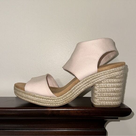 TOMS 11/42.5 Majorca Dusty Peach Platform City Espadrille Heel Zip Sandals - Picture 8 of 16